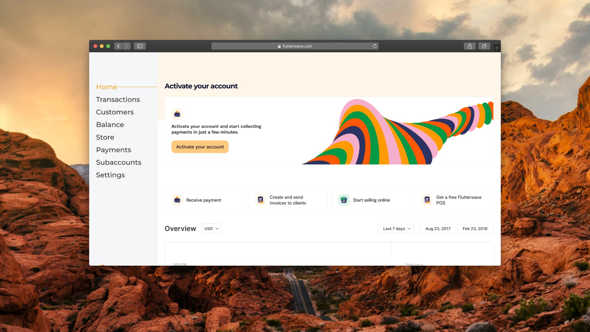 Rave dashboard — activate your account and first-run tasks